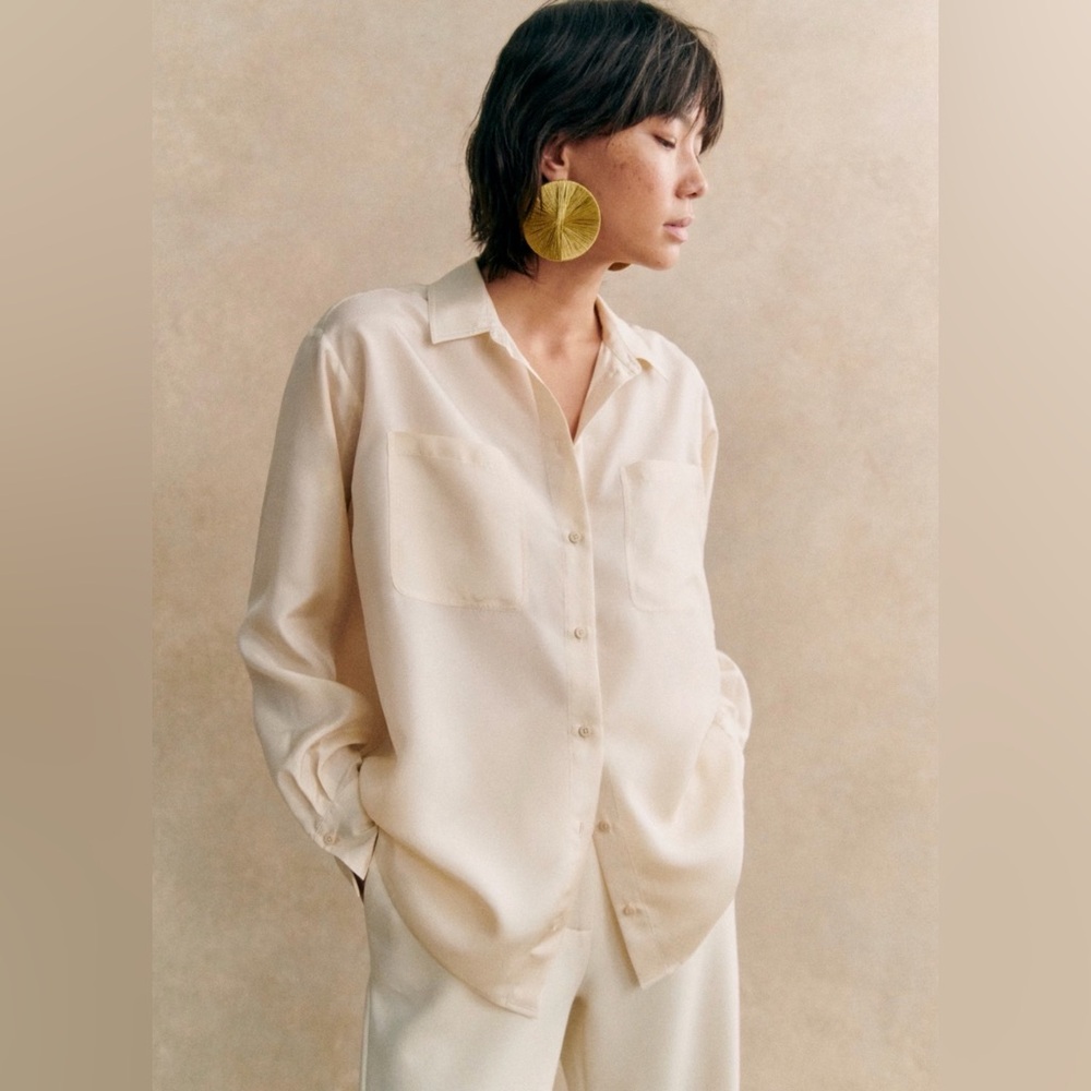 Sezane silk blouse Maxence crème NWT